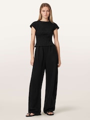 AllSaints Black Luna Crinkle T-Shirt - Image 2 of 6