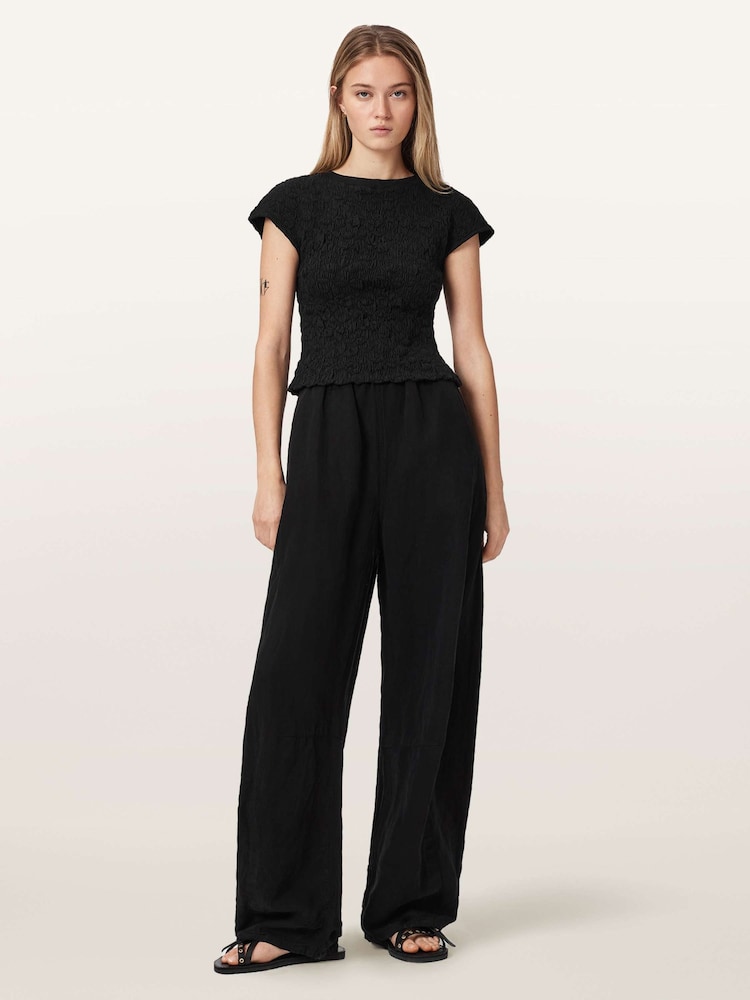 AllSaints Black Luna Crinkle T-Shirt - Image 2 of 6