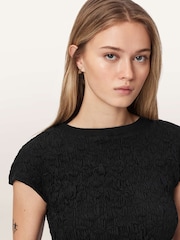 AllSaints Black Luna Crinkle T-Shirt - Image 3 of 6