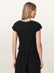 AllSaints Black Luna Crinkle T-Shirt - Image 4 of 6