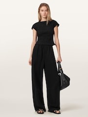AllSaints Black Luna Crinkle T-Shirt - Image 5 of 6