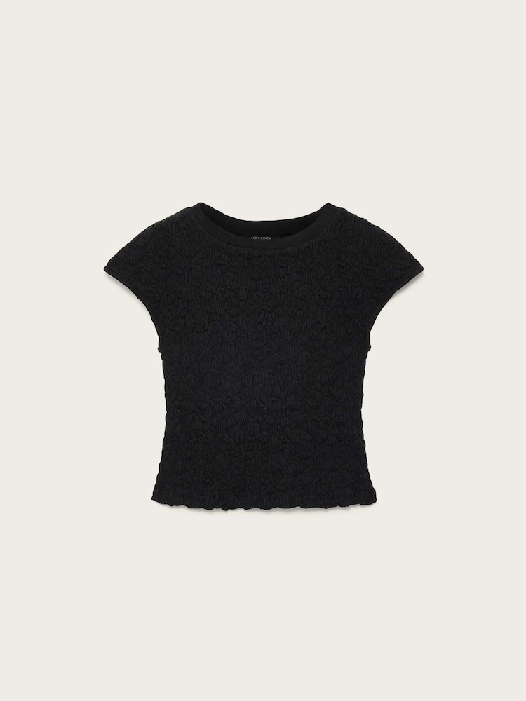 AllSaints Black Luna Crinkle T-Shirt - Image 6 of 6