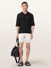 AllSaints Black Cyclone Short Sleeve Polo Shirt - Image 5 of 6