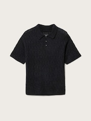 AllSaints Black Cyclone Short Sleeve Polo Shirt - Image 6 of 6
