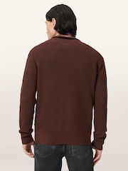 AllSaints Brown Aspen Zip Funnel Jumper - Image 4 of 6