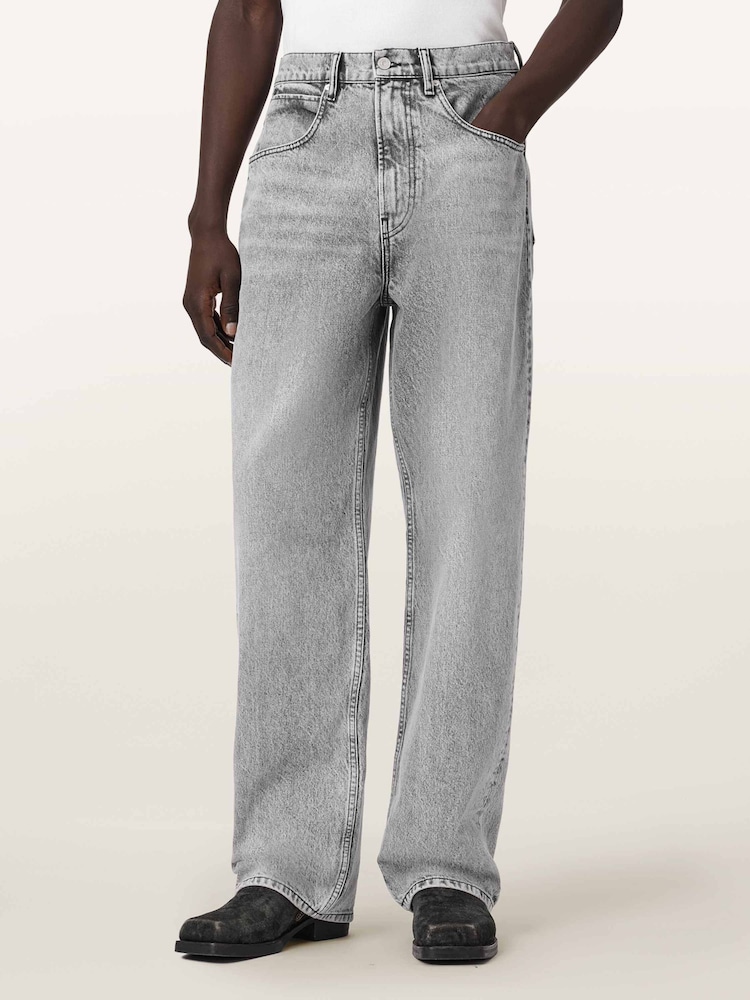 AllSaints Grey Rivet Slouch Jeans - Image 1 of 8