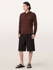 AllSaints Brown Mode Merino Ls Polo Shirt - Image 2 of 6