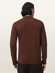 AllSaints Brown Mode Merino Ls Polo Shirt - Image 4 of 6