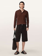 AllSaints Brown Mode Merino Ls Polo Shirt - Image 5 of 6