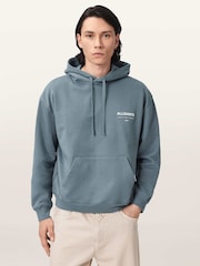AllSaints Blue Backstage Over The Head Hoodie - Image 1 of 7