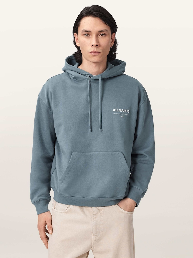 AllSaints Blue Backstage Over The Head Hoodie - Image 1 of 7