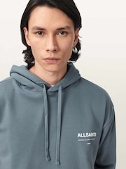 AllSaints Blue Backstage Over The Head Hoodie - Image 4 of 7