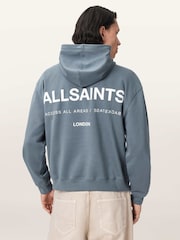 AllSaints Blue Backstage Over The Head Hoodie - Image 5 of 7