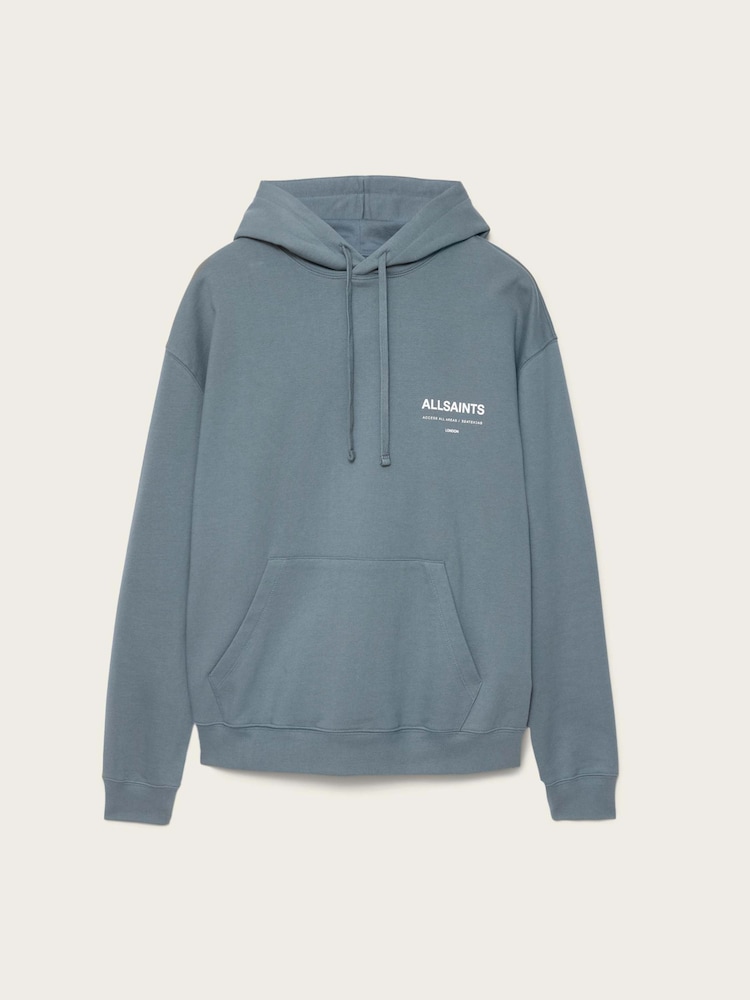AllSaints Blue Backstage Over The Head Hoodie - Image 7 of 7