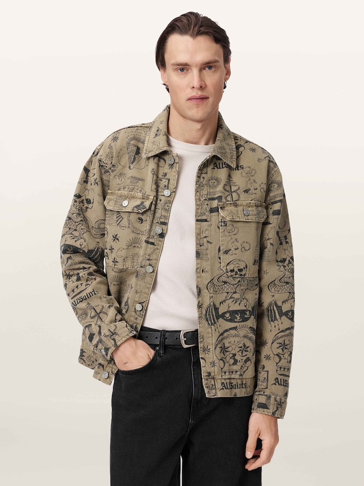 AllSaints Brown Sherb Canvas Shacket - Image 1 of 7