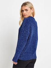 PixieGirl Petite Royal Blue Chenille High Neck Jumper - Image 3 of 5