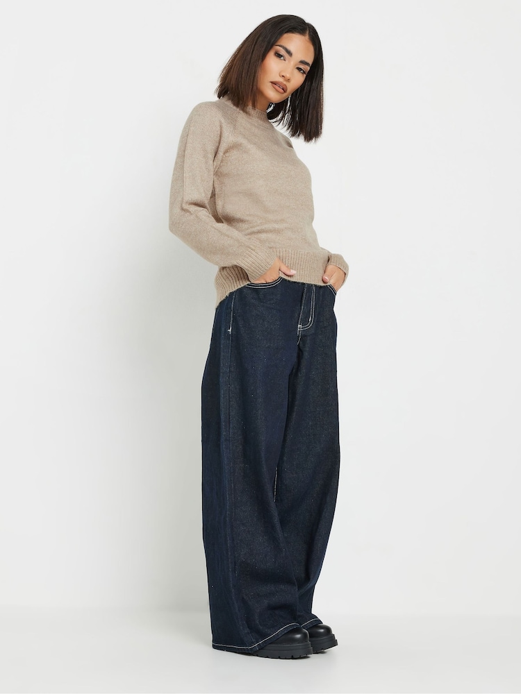 PixieGirl Petite Brown Crew Neck Raglan Jumper - Image 2 of 5