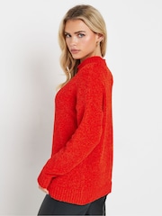PixieGirl Petite Red Chenille High Neck Jumper - Image 2 of 5