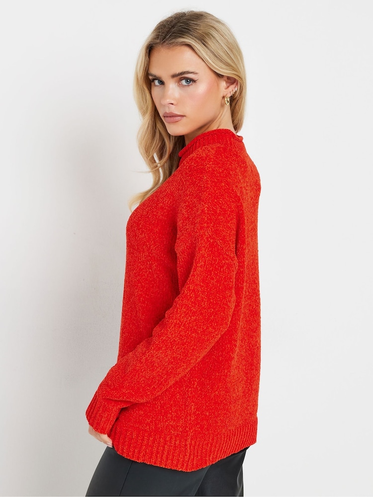 PixieGirl Petite Red Chenille High Neck Jumper - Image 2 of 5
