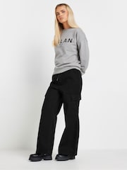 PixieGirl Petite Black Blk Pull On 100% Cotton Cargo Jeans - Image 1 of 5