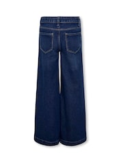 ONLY KIDS Blue 100% Cotton Wide Leg Jeans with Adjustable Waist - Image 2 of 3
