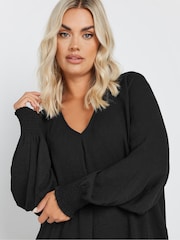 Yours Curve Pleat Front Shirred Cuff Blouse - Image 4 of 5