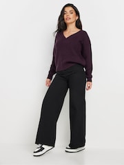 PixieGirl Petite Purple Cable Knit V-Neck Jumper - Image 2 of 5