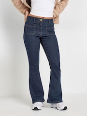 PixieGirl Petite Blue Indigo Patch Pkt Kick Flare Jean - Image 1 of 5