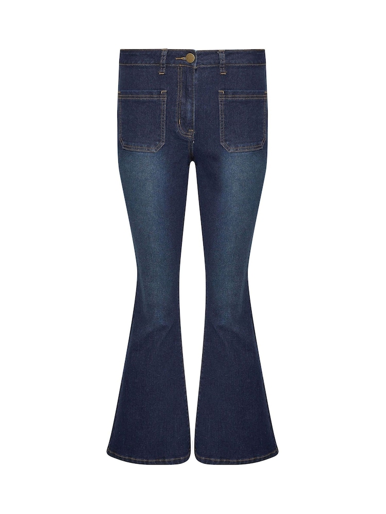 PixieGirl Petite Blue Indigo Patch Pkt Kick Flare Jean - Image 5 of 5