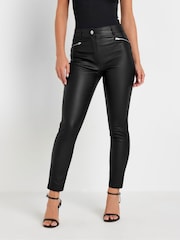 PixieGirl Petite Black Blk Coated PU Zip Skinny Jean - Image 2 of 6