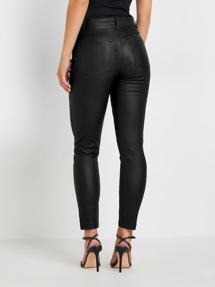 PixieGirl Petite Black Blk Coated PU Zip Skinny Jean - Image 3 of 6