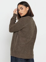 PixieGirl Petite Brown Knitted Bomber Jacket - Image 2 of 5
