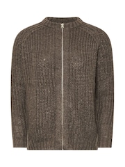 PixieGirl Petite Brown Knitted Bomber Jacket - Image 4 of 5