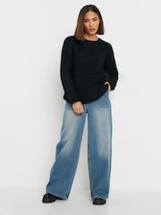 PixieGirl Petite Black Waffle Knit Jumper - Image 2 of 5