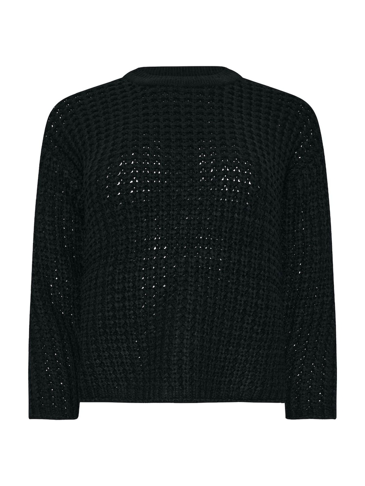 PixieGirl Petite Black Waffle Knit Jumper - Image 5 of 5