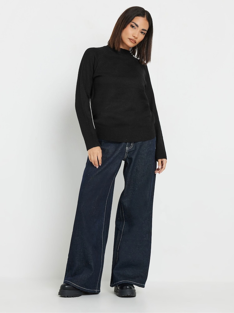 PixieGirl Petite Black Crew Neck Raglan Jumper - Image 2 of 5