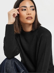 PixieGirl Petite Black Crew Neck Raglan Jumper - Image 4 of 5