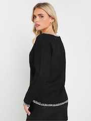 PixieGirl Petite Black Knitted Contrast Stitch Jumper - Image 3 of 5