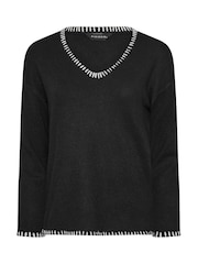 PixieGirl Petite Black Knitted Contrast Stitch Jumper - Image 5 of 5