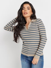 PixieGirl Petite Blue Collar Stripe Jumper - Image 1 of 5