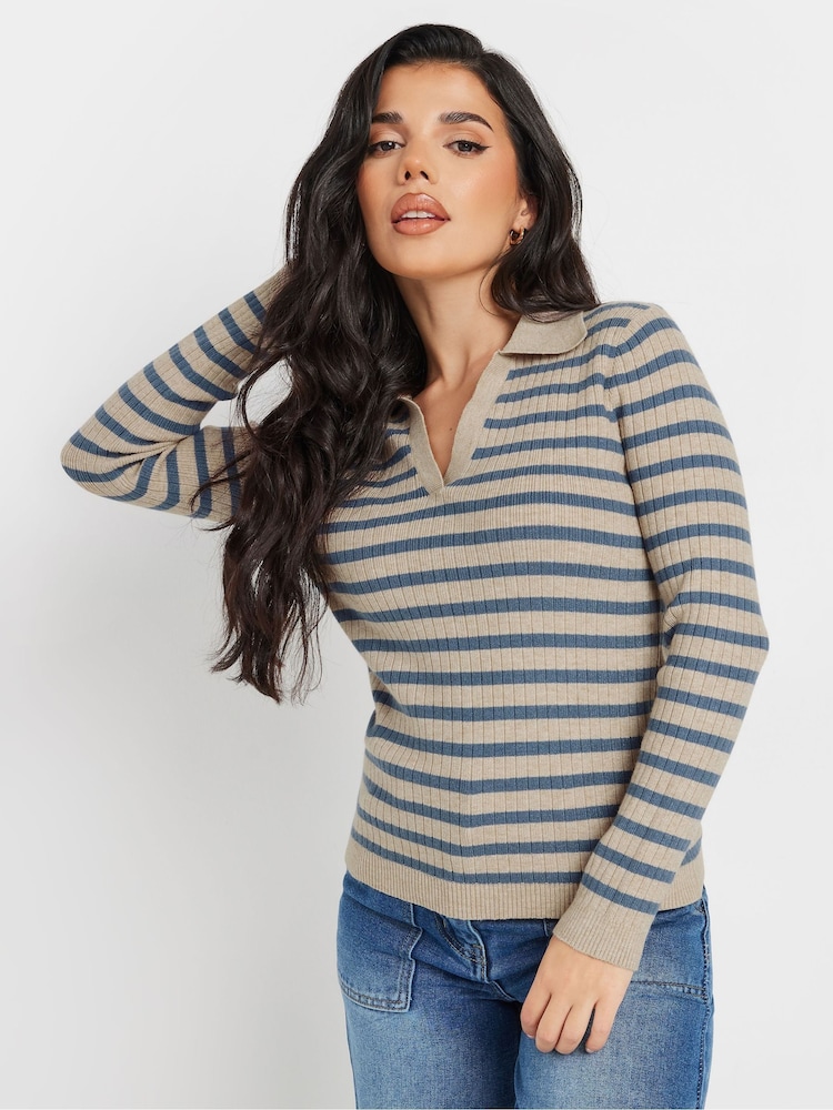 PixieGirl Petite Blue Collar Stripe Jumper - Image 1 of 5