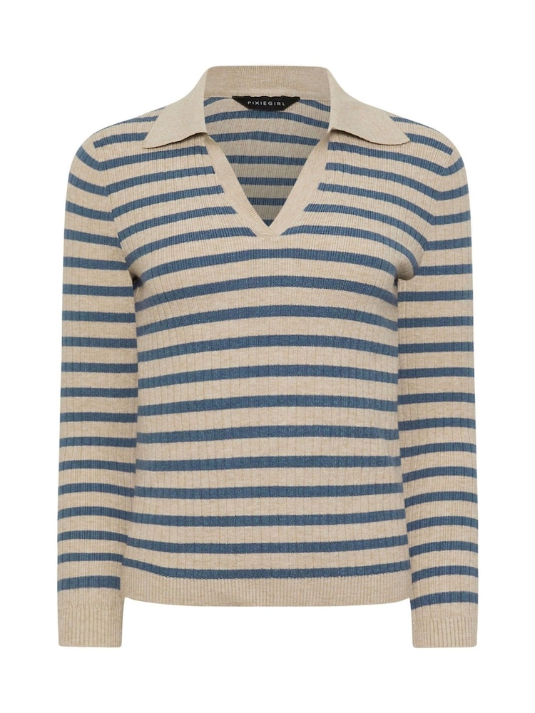 PixieGirl Petite Blue Collar Stripe Jumper - Image 5 of 5