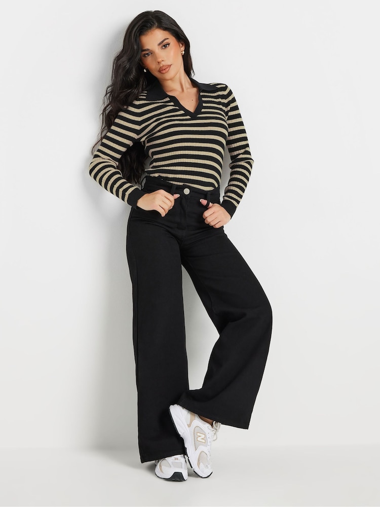 PixieGirl Petite Black Collar Stripe Jumper - Image 2 of 5