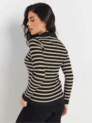PixieGirl Petite Black Collar Stripe Jumper - Image 3 of 5