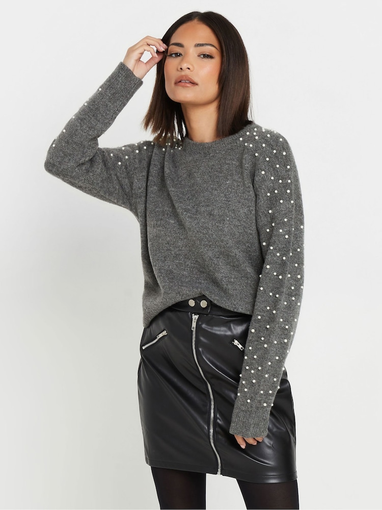 PixieGirl Petite Grey Pearl Jumper - Image 1 of 5