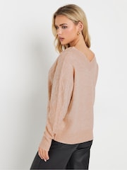 PixieGirl Petite Pink Cable Knit V-Neck Jumper - Image 3 of 5