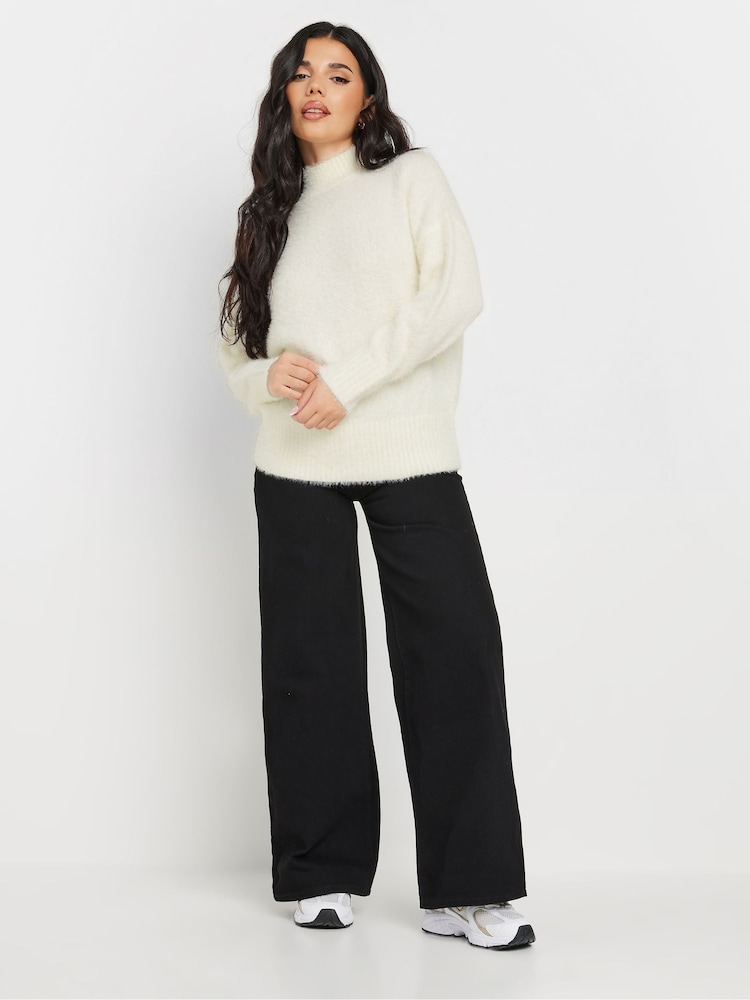 PixieGirl Petite Cream Fluffy Crew Neck Jumper - Image 2 of 5 PixieGirl Petite Cream Fluffy Crew Neck Jumper - Image 2 of 5