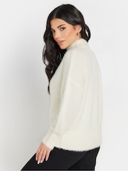 PixieGirl Petite Cream Fluffy Crew Neck Jumper - Image 3 of 5