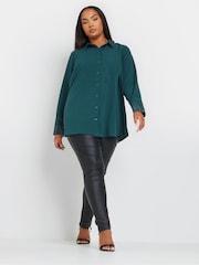 Yours Curve Blue Diamante Trickle Sleeve Shirt - Image 2 of 5