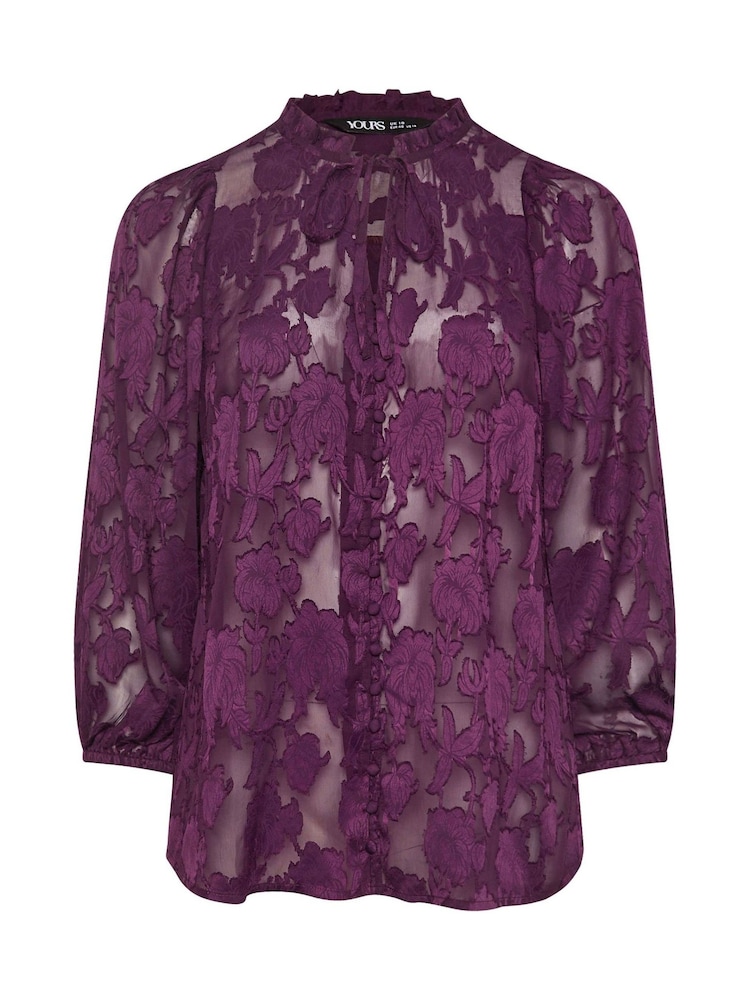 Morado - Blusa con lazada en el cuello de Yours Curve - Imagen 5 de 5 Morado - Blusa con lazada en el cuello de Yours Curve - Imagen 5 de 5